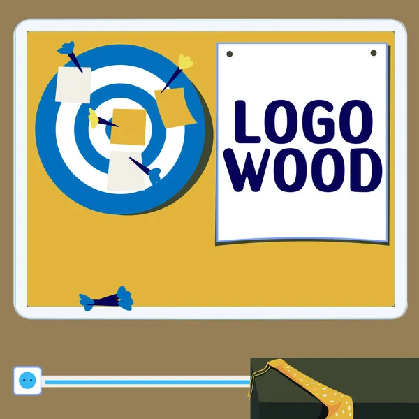Writing displaying text Logo Wood, Business overview Recognizable design or symbol of a company inscribed on wood