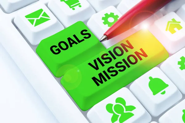 Sign Displaying Goals Vision Mission Concept Meaning Practical Planning Process — Stok fotoğraf