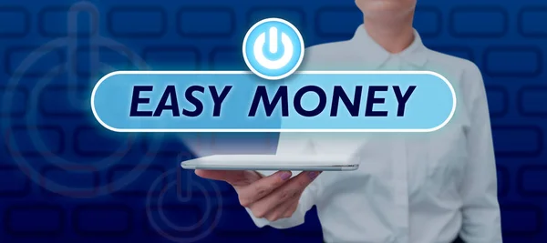 Text Sign Showing Easy Money Business Approach Money Easily Have — Stock Photo, Image