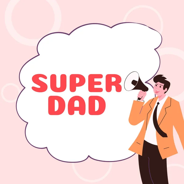 Handwriting Text Super Dad Word Children Idol Super Hero Inspiration — 스톡 사진