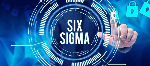 Szöveg Felirat Bemutatása Hat Sigma Business Kirakat Menedzsment Technikák Javítása — Stock Fotó