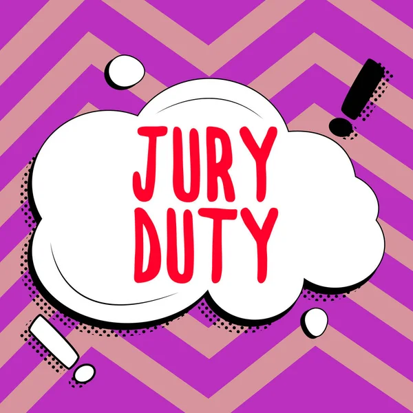 Hand Writing Sign Jury Duty Word Written Obligation Period Acting — Fotografia de Stock