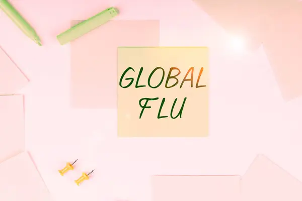 Text Sign Showing Global Flu Word Written Common Communicable Illness — Stock Photo, Image