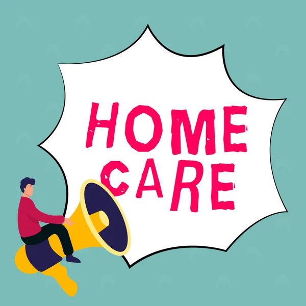Exibição Conceitual Home Care Word Place Onde Pessoas Podem Obter — Fotografia de Stock