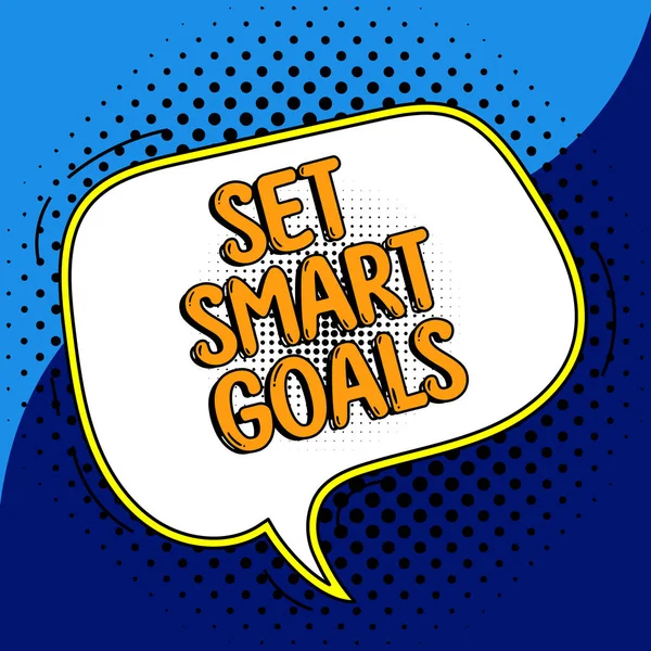 Writing Displaying Text Set Smart Goals Business Overview Establish Achievable — Fotografia de Stock