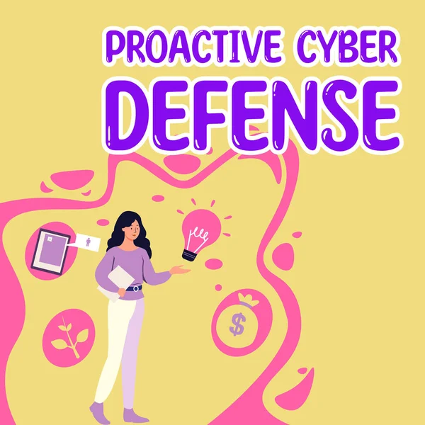 Conceptual Caption Proactive Cyber Defense Business Concept Acting Front Situation — Stock fotografie