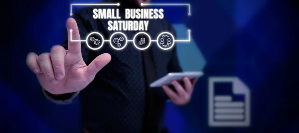 Εννοιολογική Λεζάντα Small Business Σάββατο Business Showcase Αμερικάνικη Εμπορική Γιορτή — Φωτογραφία Αρχείου