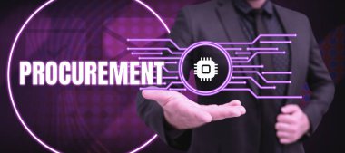 Inspiration showing sign Procurement, Business showcase Procuring Purchase of equipment and supplies