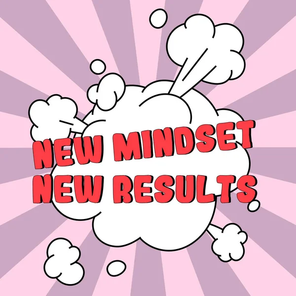 Text Sign Showing New Mindset New Results Business Showcase Open — Fotografia de Stock