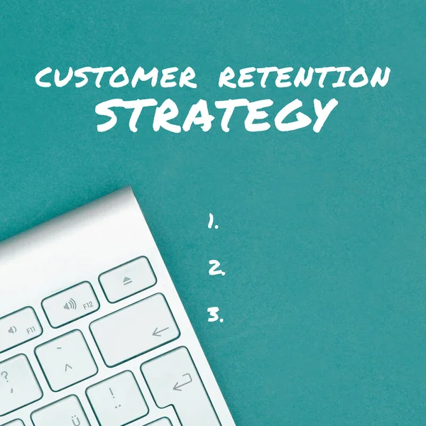 Conceptual display Customer Retention Strategy, Business approach activities companies take to reduce user defections