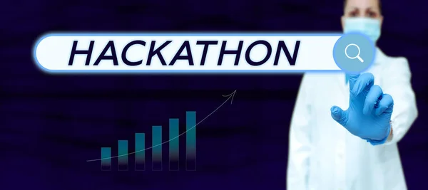 Skriv Hackathon Konseptet Der Stort Antall Mennesker Deltar Programmering – stockfoto