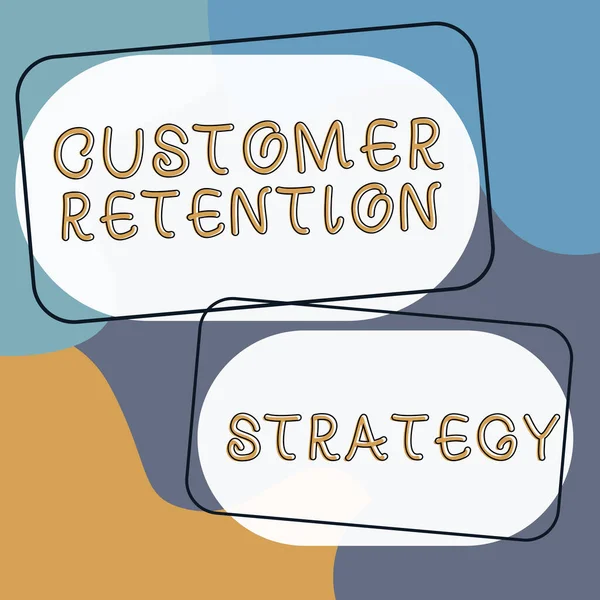 Handwriting text Customer Retention Strategy, Business overview activities companies take to reduce user defections