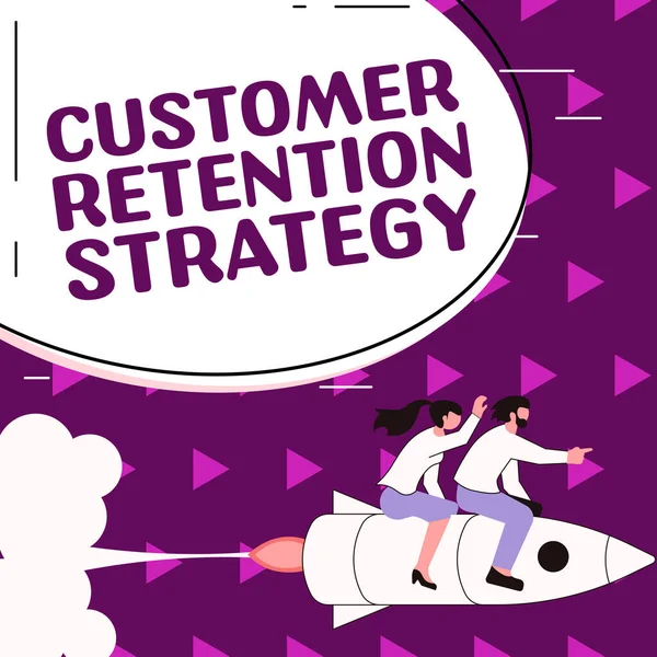 Text Sign Showing Customer Retention Strategy Word Activities Companies Take — Stok fotoğraf