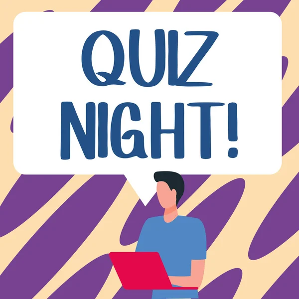 Afișare Conceptuală Quiz Night Word Scris Competiția Cunoștințe Test Seară — Fotografie, imagine de stoc