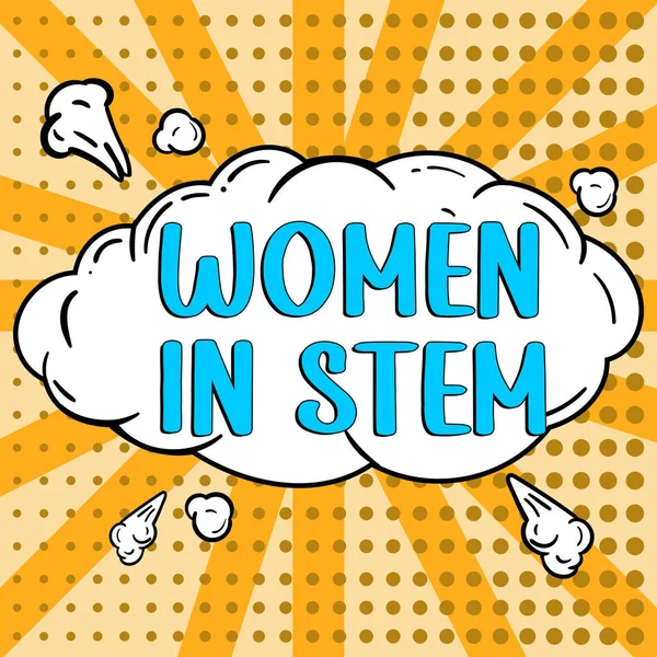 Text Bildtext Presenterar Kvinnor Stem Word Skrivet Science Technology Engineering — Stockfoto