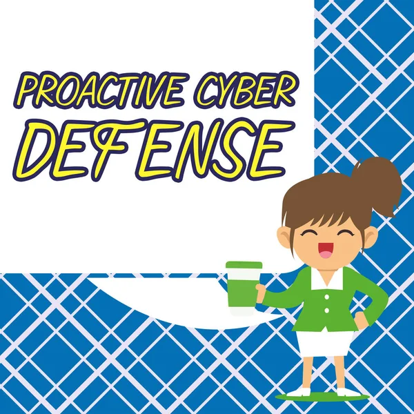 Sign Displaying Proactive Cyber Defense Conceptual Photo Acting Front Situation — Stock fotografie
