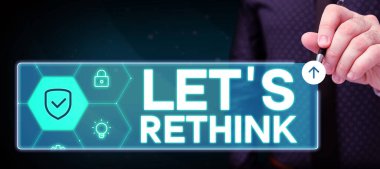 Conceptual display Lets Rethink, Business overview an Afterthought To Remember Reconsider Reevaluate