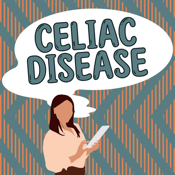 Kézírás Szöveg Celiac Betegség Üzleti Kirakat Vékonybél Túlérzékeny Glutén Emésztési — Stock Fotó
