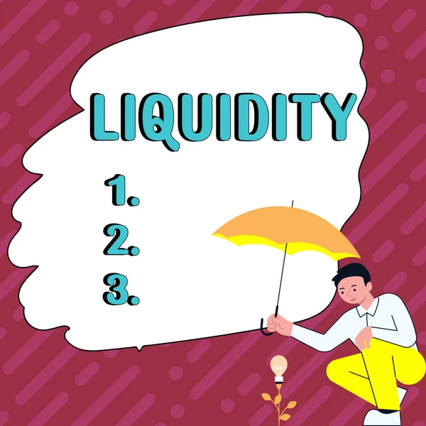 Affichage Conceptuel Liquidité Concept Signifiant Encaisse Soldes Bancaires Liquidité Marché — Photo