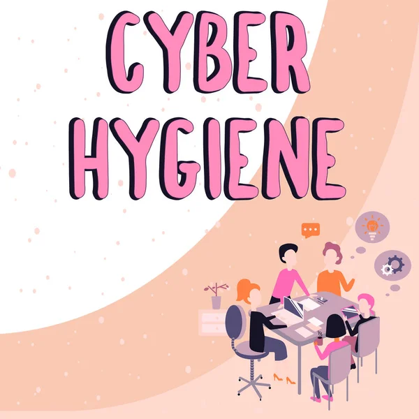 Skriva Visning Text Cyber Hygiene Word För Steg Som Datoranvändare — Stockfoto