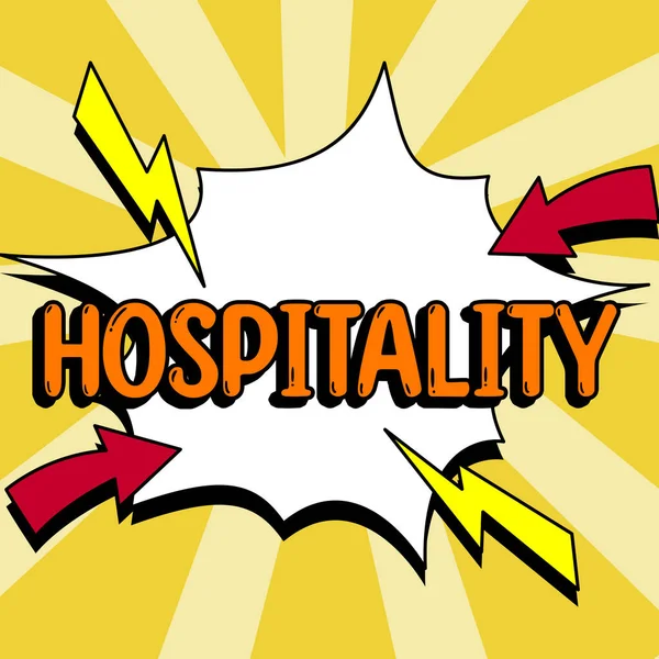 Text Showing Inspiration Hospitality Business Approach Friendly Generous Reception Entertainment — Fotografia de Stock