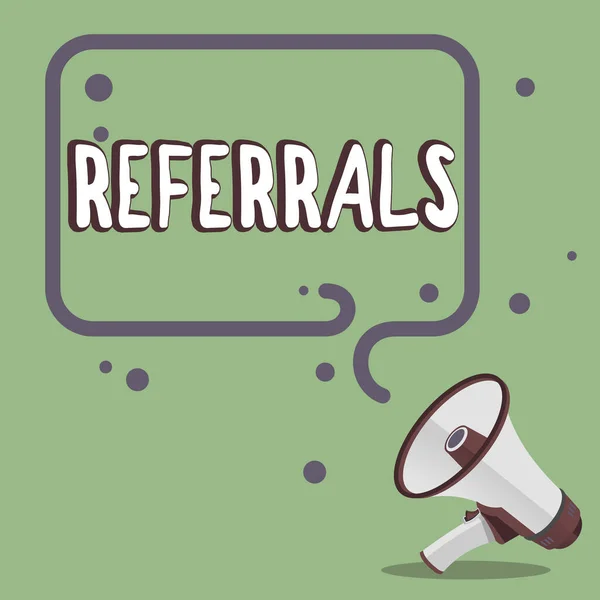 Text Caption Presenting Referrals Concept Meaning Act Referring Someone Something — Stock Photo, Image