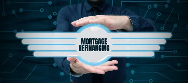 Text Caption Presenting Mortgage Refinancing Internet Concept Process Replacement Existing — Stockfoto
