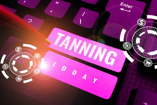 Inspiration showing sign Tanning, Business showcase a natural darkening of the scin tissues after exposure to the sun