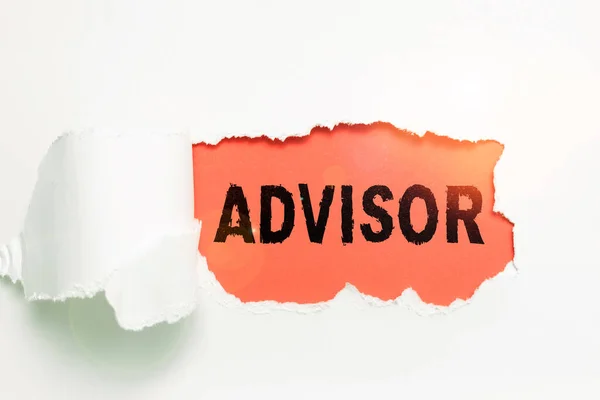 Text Sign Showing Advisor Conceptual Photo Give Advice Recommendation Assistance — Stock Photo, Image