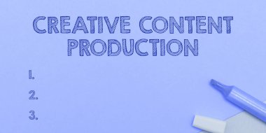 Text sign showing Creative Content Production, Concept meaning providing people with the type of content theyre craving