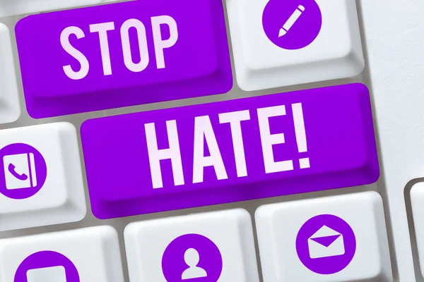 Writing displaying text Stop Hate, Word for Prevent the aggressive pressure or intimidation to others