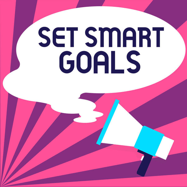 Text caption presenting Set Smart Goals, Business approach Establish achievable objectives Make good business plans