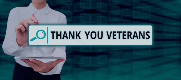 Text caption presenting Thank You Veterans, Word for Expression of Gratitude Greetings of Appreciation