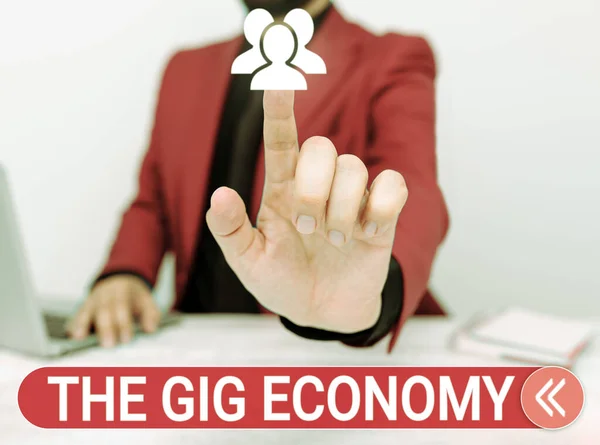 Texto Que Presenta Gig Economy Concepto Negocio Mercado Contratos Corto —  Fotos de Stock