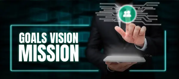 Conceptual Display Goals Vision Mission Internet Concept Practical Planning Process — Fotografia de Stock