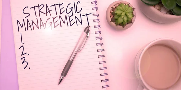 Text Sign Showing Strategic Management Business Idea Formulation Implementation Major — Foto Stock