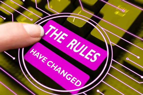 Tekstbord Met Regels Zijn Veranderd Business Concept Overeenkomst Het Beleid — Stockfoto