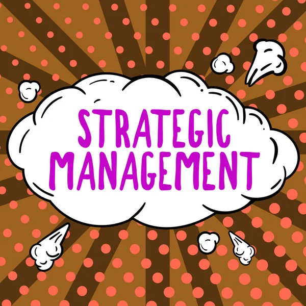 Sign Displaying Strategic Management Conceptual Photo Formulation Implementation Major Goals — Stockfoto