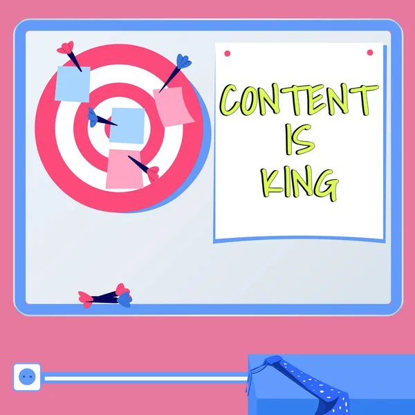 Légende Texte Présentant Content King Business Idea Contenu Est Cœur — Photo