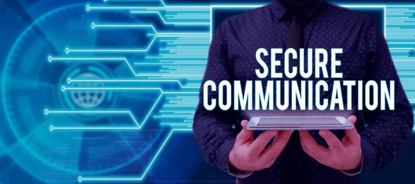 Text Caption Presenting Secure Communication Concept Meaning Preventing Unauthorized Interceptors — Stockfoto