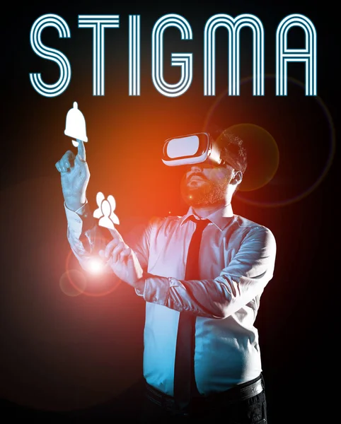 Text Sign Showing Stigma Internet Concept Feeling Disapproval Most People — Stockfoto