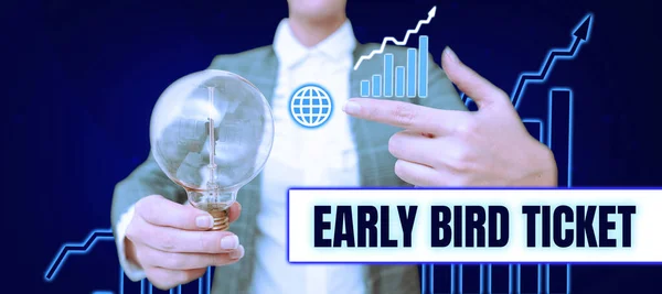 Inspirace Ukazující Ceduli Early Bird Ticket Obchodní Přehled Nákup Vstupenky — Stock fotografie