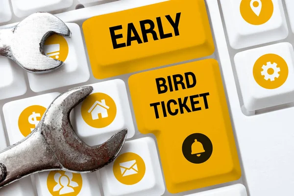 Текстовый Знак Показывающий Ранний Билет Птицу Деловой Подход Покупка Билета — стоковое фото