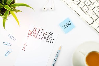 Conceptual display Software Development, Business showcase software is created using a specific programming