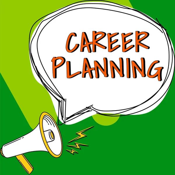 Sign Displaying Career Planning Business Approach Uma Lista Objetivos Ações — Fotografia de Stock