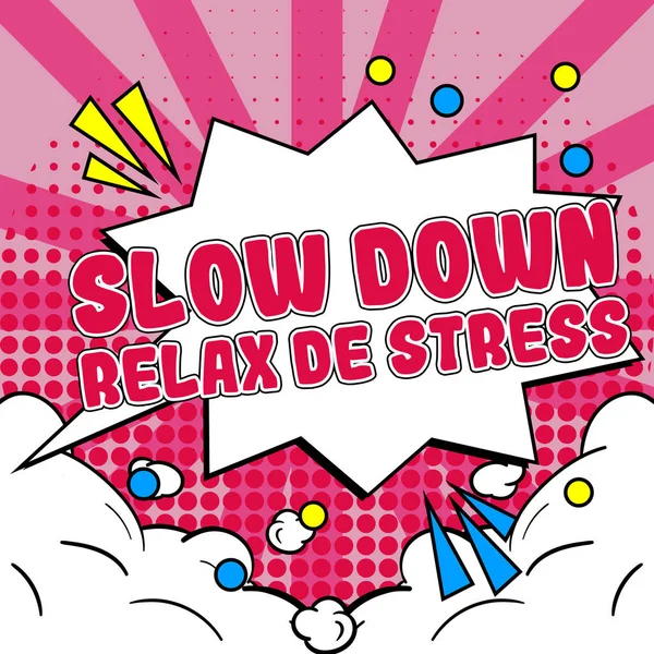 Tekst Toont Inspiratie Slow Relax Stress Business Concept Laat Een — Stockfoto