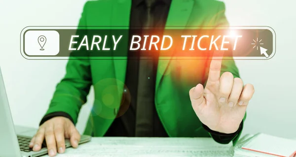 Segnale Scrittura Mano Early Bird Ticket Vetrina Aziendale Acquistare Biglietto — Foto Stock