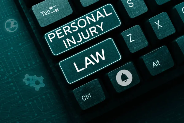 Text caption presenting Personal Injury Law, Business showcase being hurt or injured inside work environment