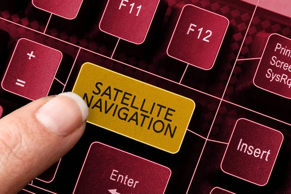 Kavramsal Başlık Uydu Navigasyonu Sistemde Yazılan Sözcük Özerk Coğrafi Konumlandırma — Stok fotoğraf