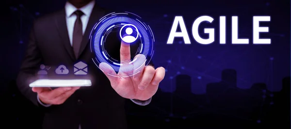 Text Sign Showing Agile Business Approach Particular Approach Project Management — Stock Photo, Image
